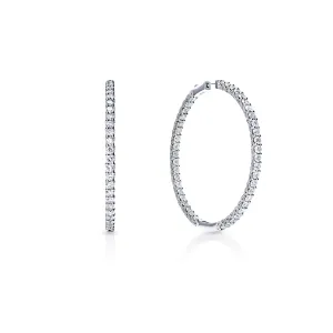 Penelope 12 Carat Round Brilliant Diamond Hoop Earrings in 14 Karat White Gold