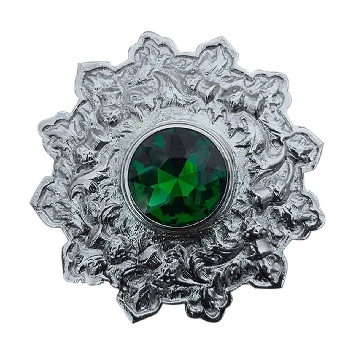 Plaid Brooch Green Stone Star Style