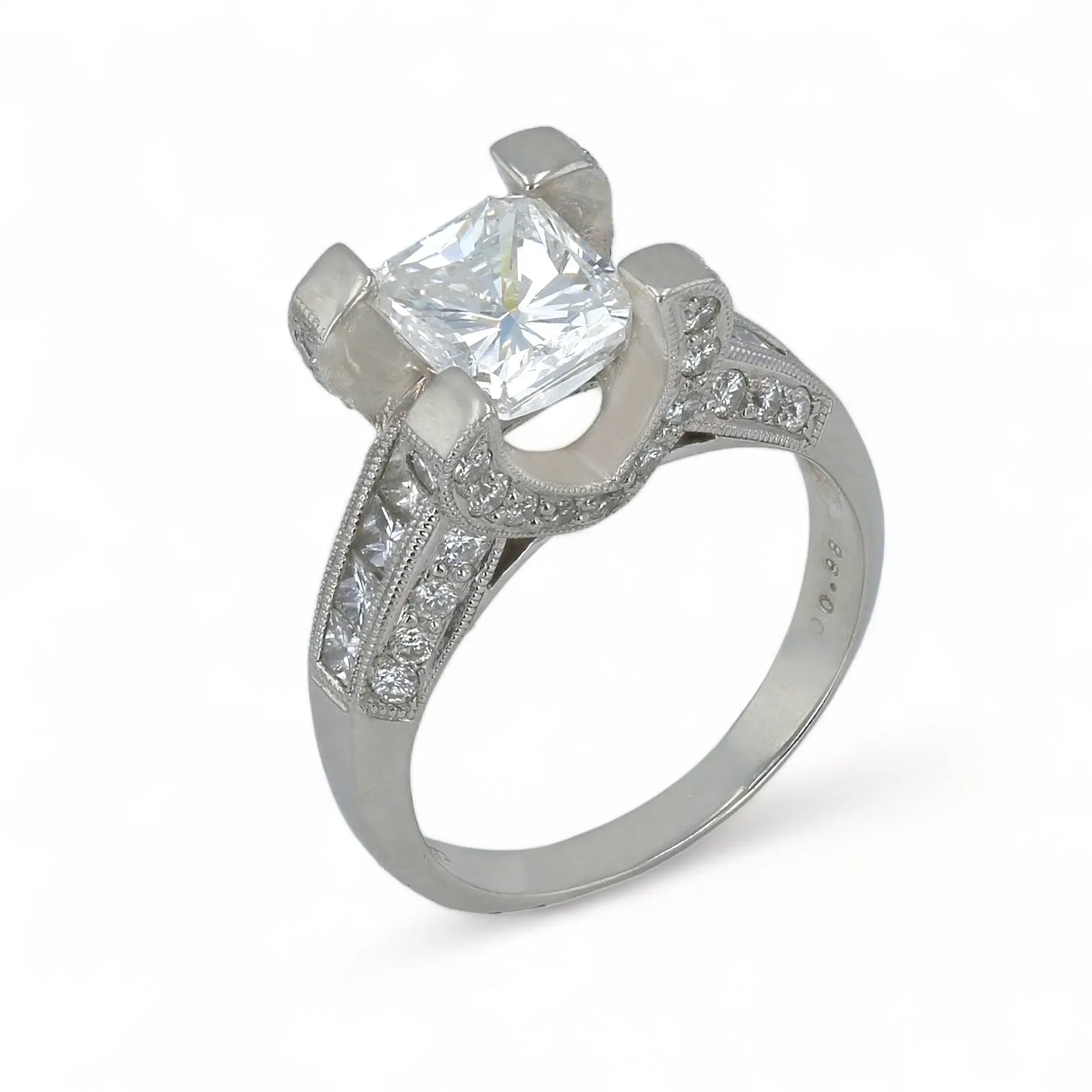 Platinum solitary diamond 2CT princess cut AIG certified Solitary ring