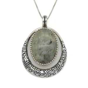 Prehnite Necklace - Egyptian Necklace - Unique Statement Pendant