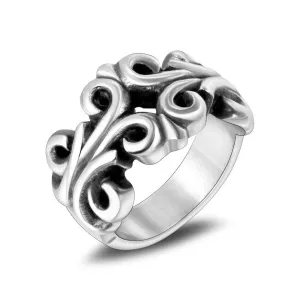 Punk-Inspired Carved Titanium Steel Couple Rings for Men - Wholesale Available