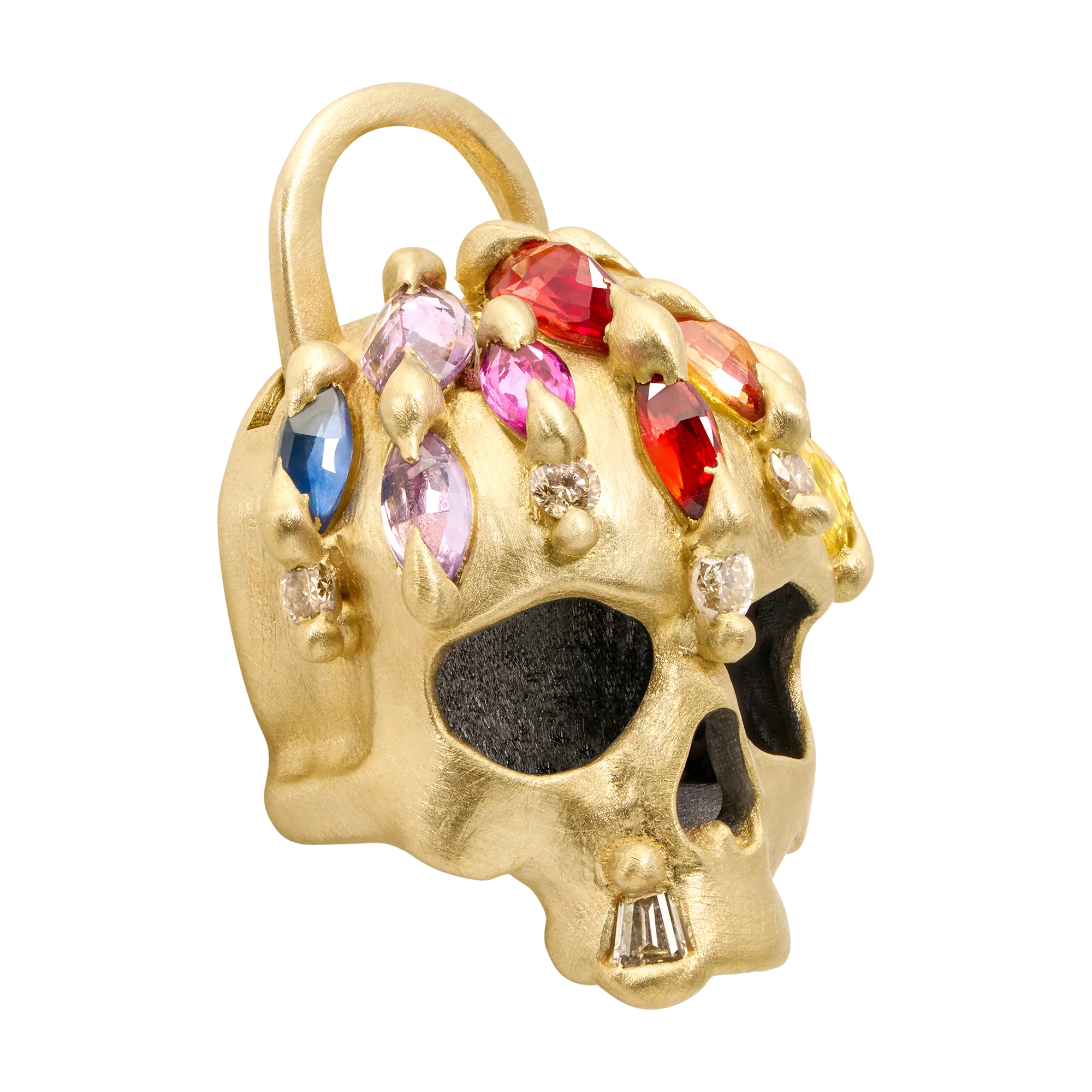 Rainbow Enchanted City Skull Padlock Necklace - 11805