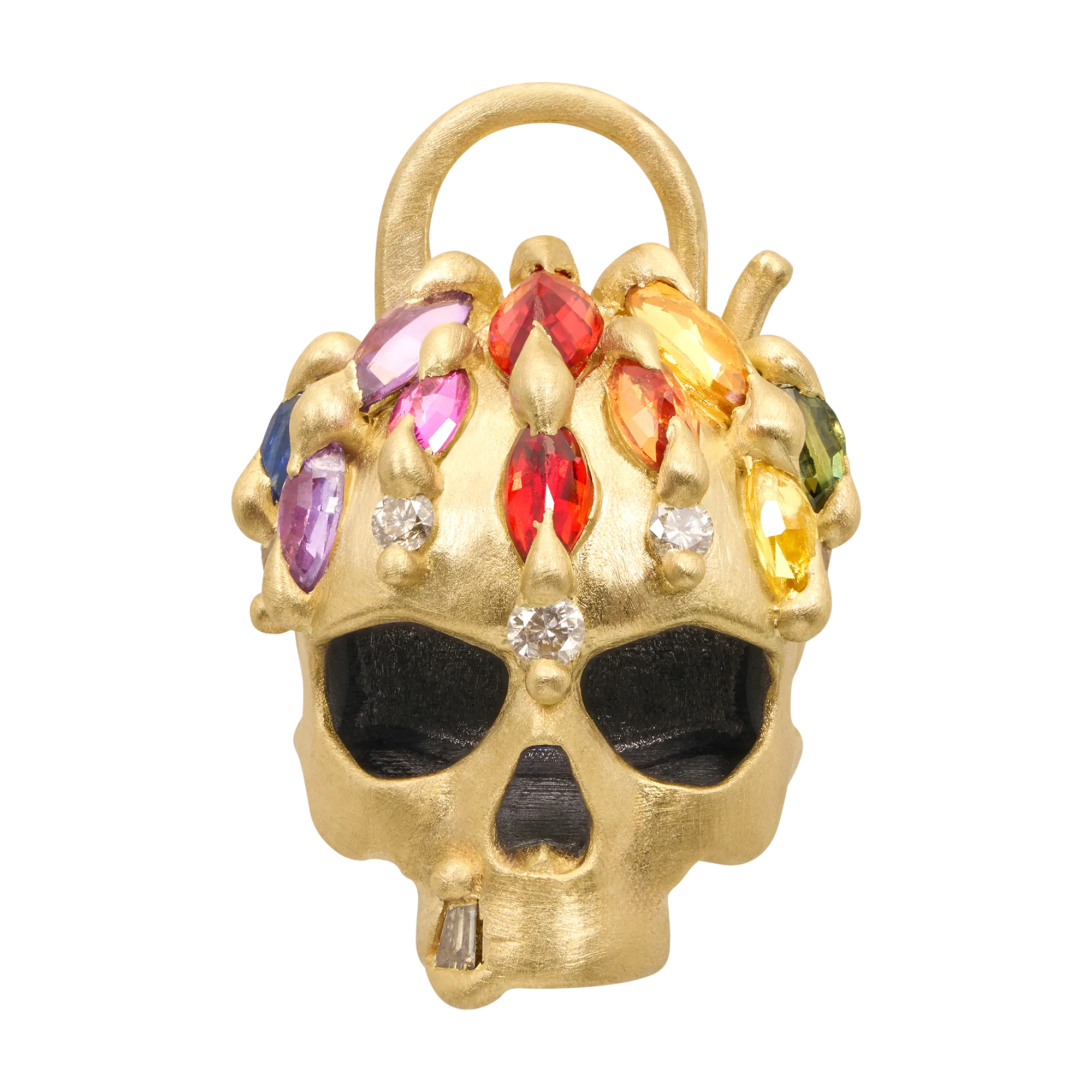 Rainbow Enchanted City Skull Padlock Necklace - 11805