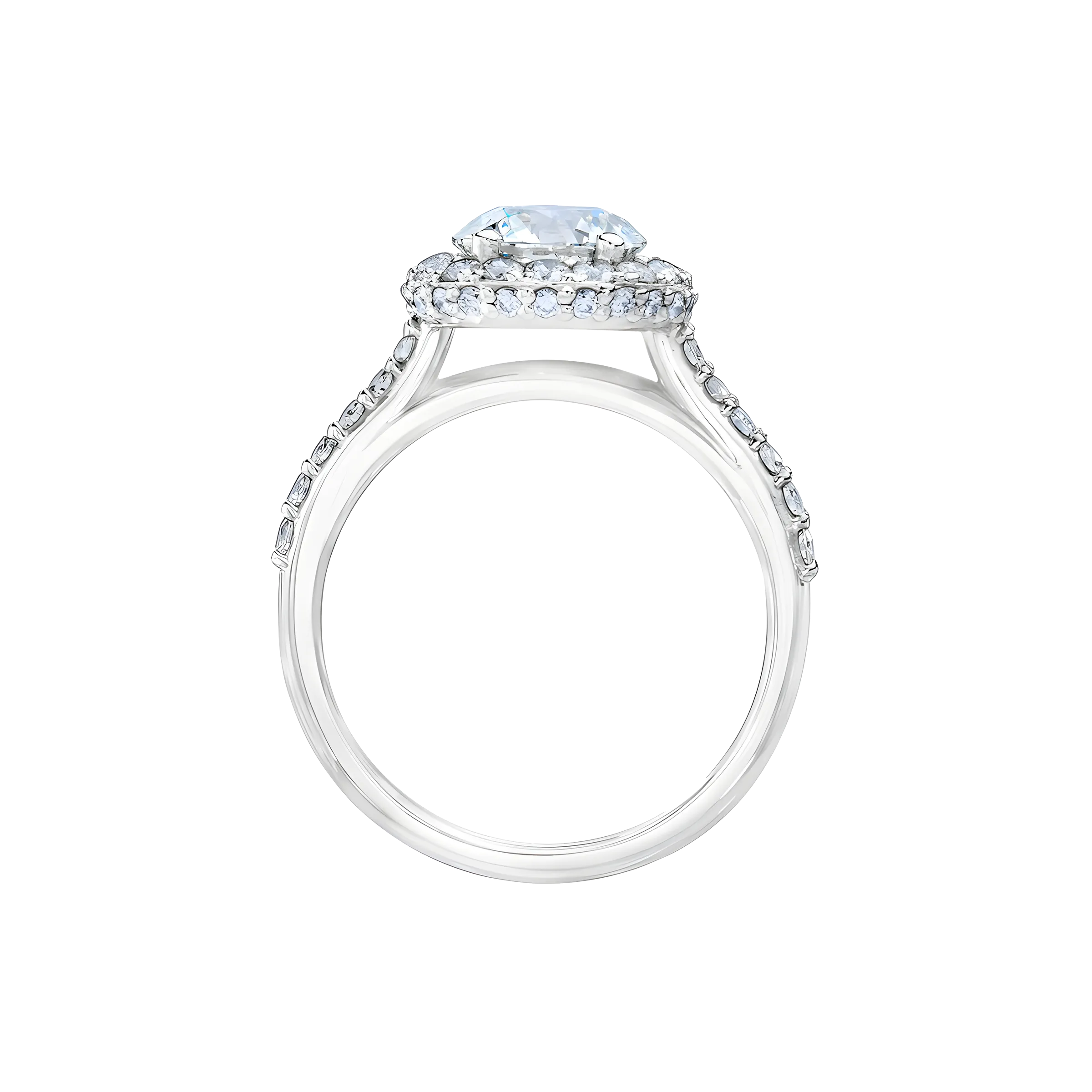 Round Brilliant Diamond Halo Engagement Ring in Platinum