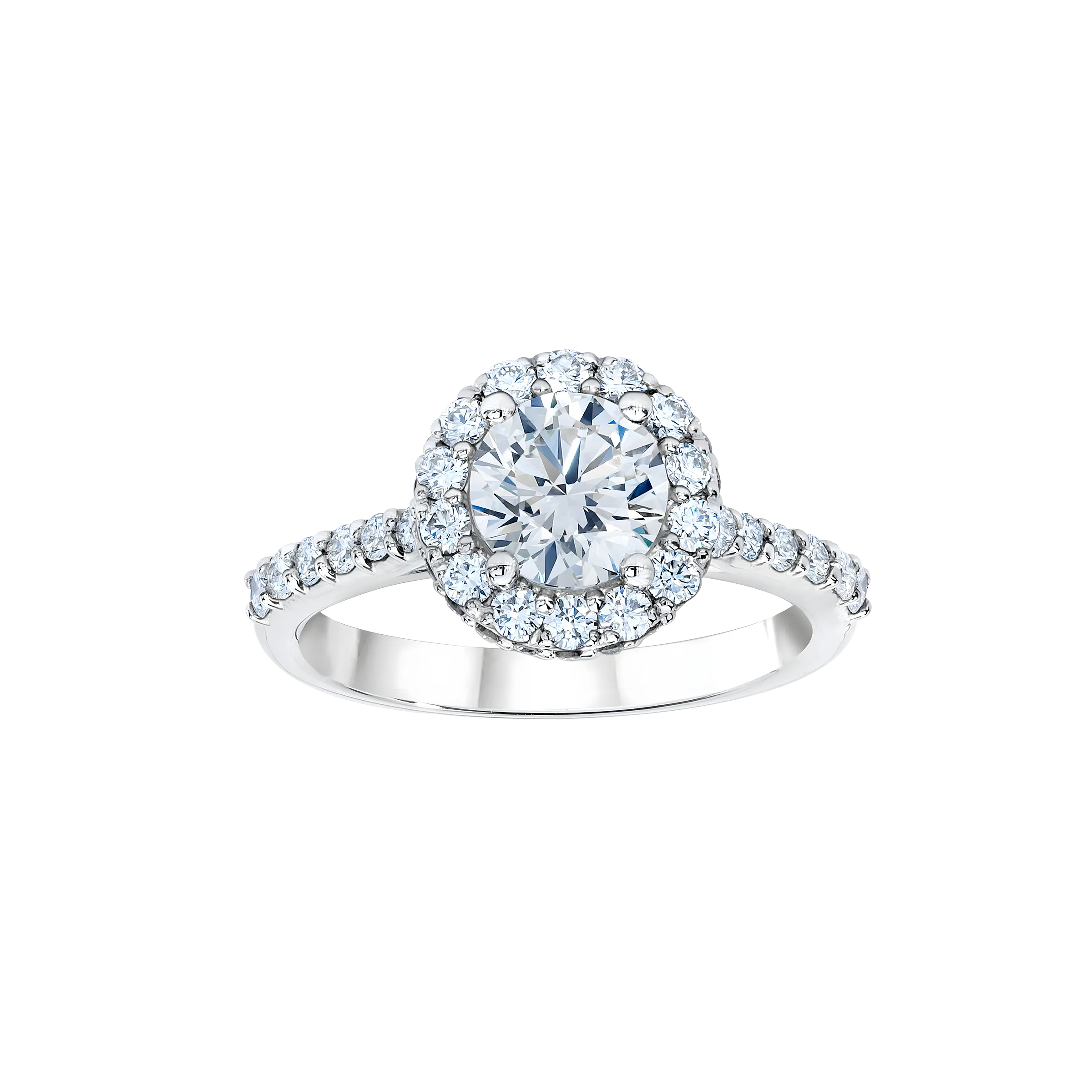 Round Brilliant Diamond Halo Engagement Ring in Platinum