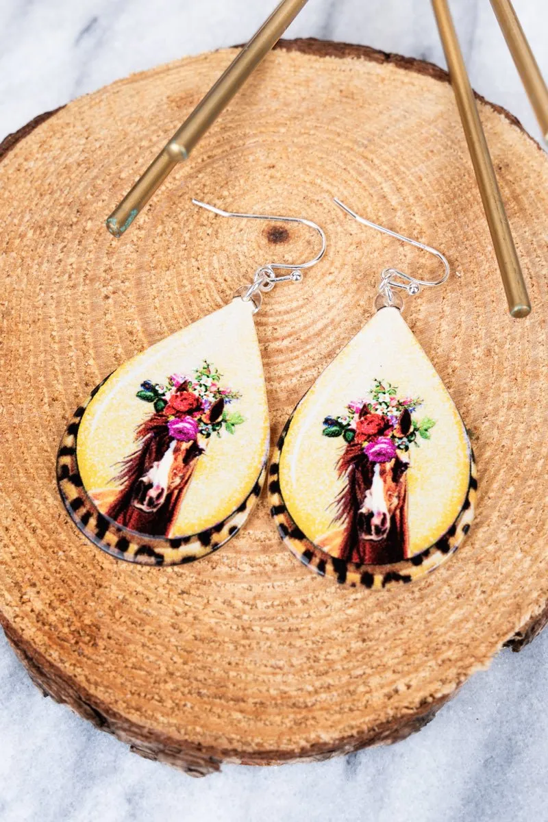 SALE! Harriet Horse Teardrop Acrylic Earrings