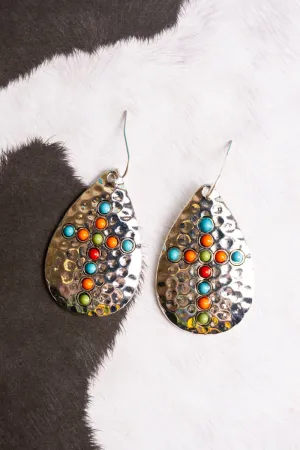 SALE! Pebble Creek Multi-Color Cross Teardrop Earrings