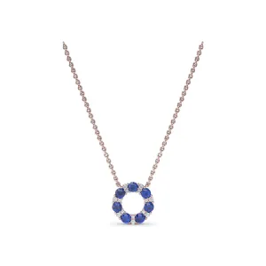 Shared Prong Sapphire and Diamond Circle Necklace