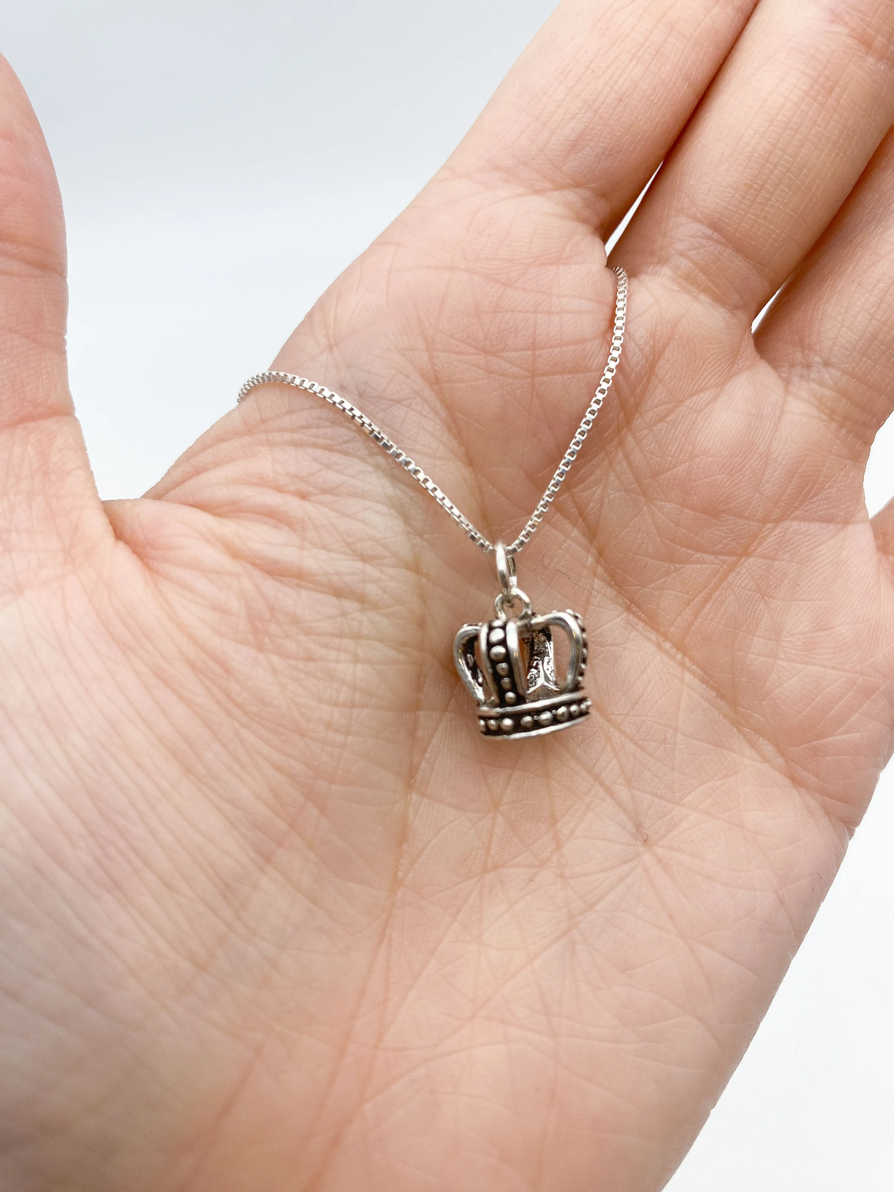 Silver Crown Necklace - Royal Crown Necklace - Queen Crown Pendant