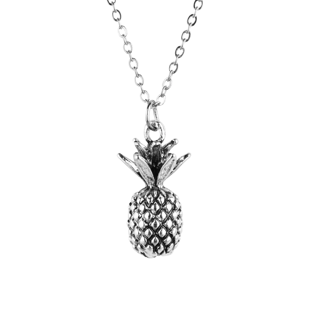 Silver Pineapple Charm Necklace - Bulk 12 Pack