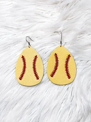 Softball leather earrings