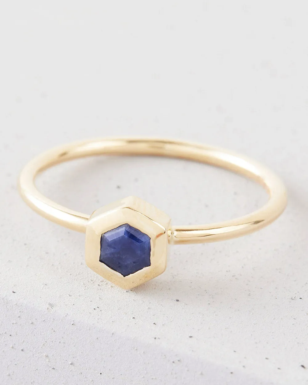 Solid Gold Heirloom Hexagon Sapphire Ring