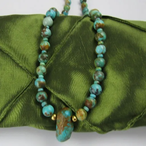 Southwestern Turquoise Bead Pendant Necklace