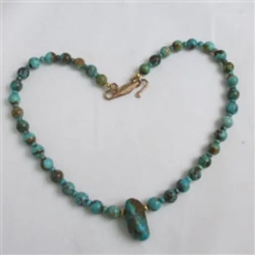 Southwestern Turquoise Bead Pendant Necklace