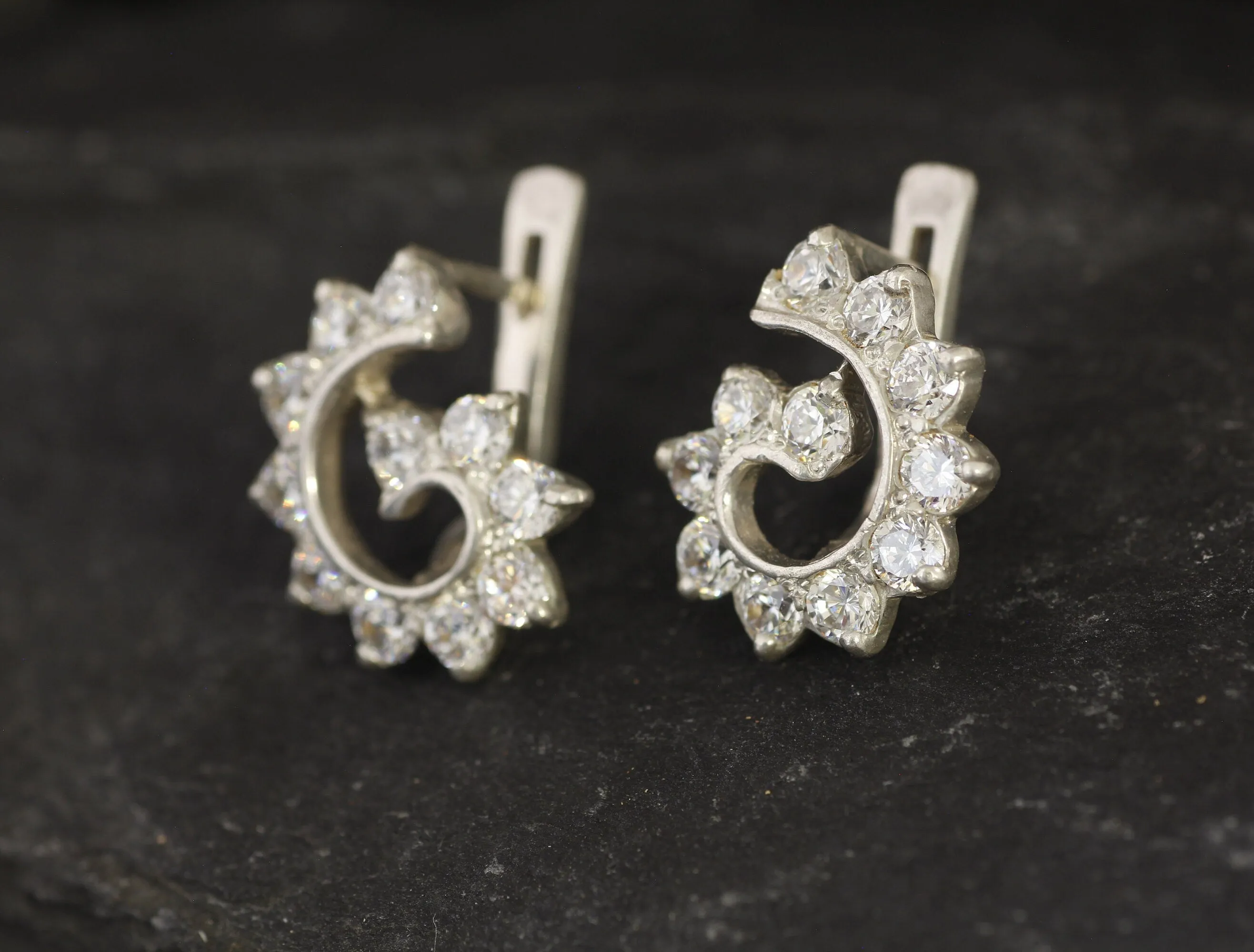 Spiral Diamond Earrings - Created CZ Diamond Earrings - Statement Diamond Earrings