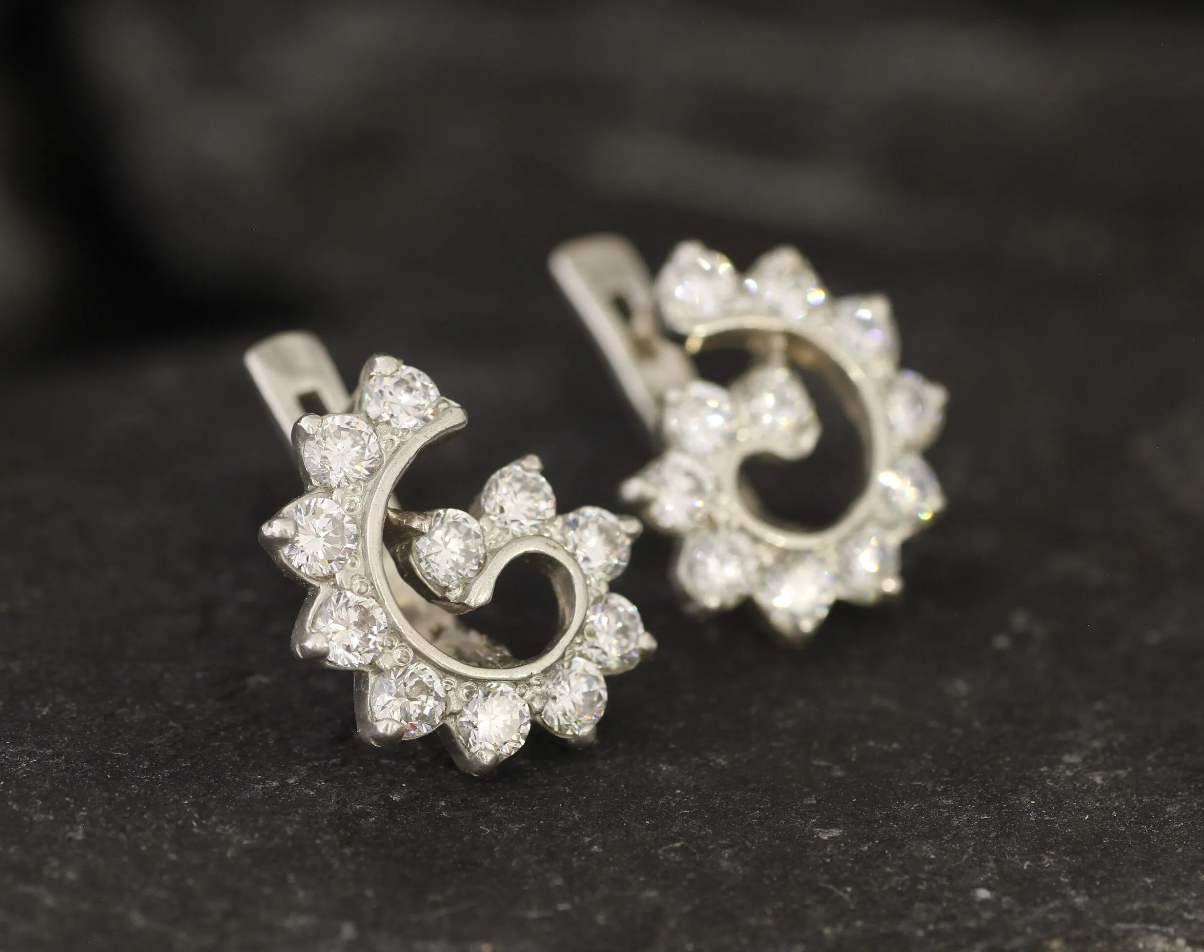 Spiral Diamond Earrings - Created CZ Diamond Earrings - Statement Diamond Earrings