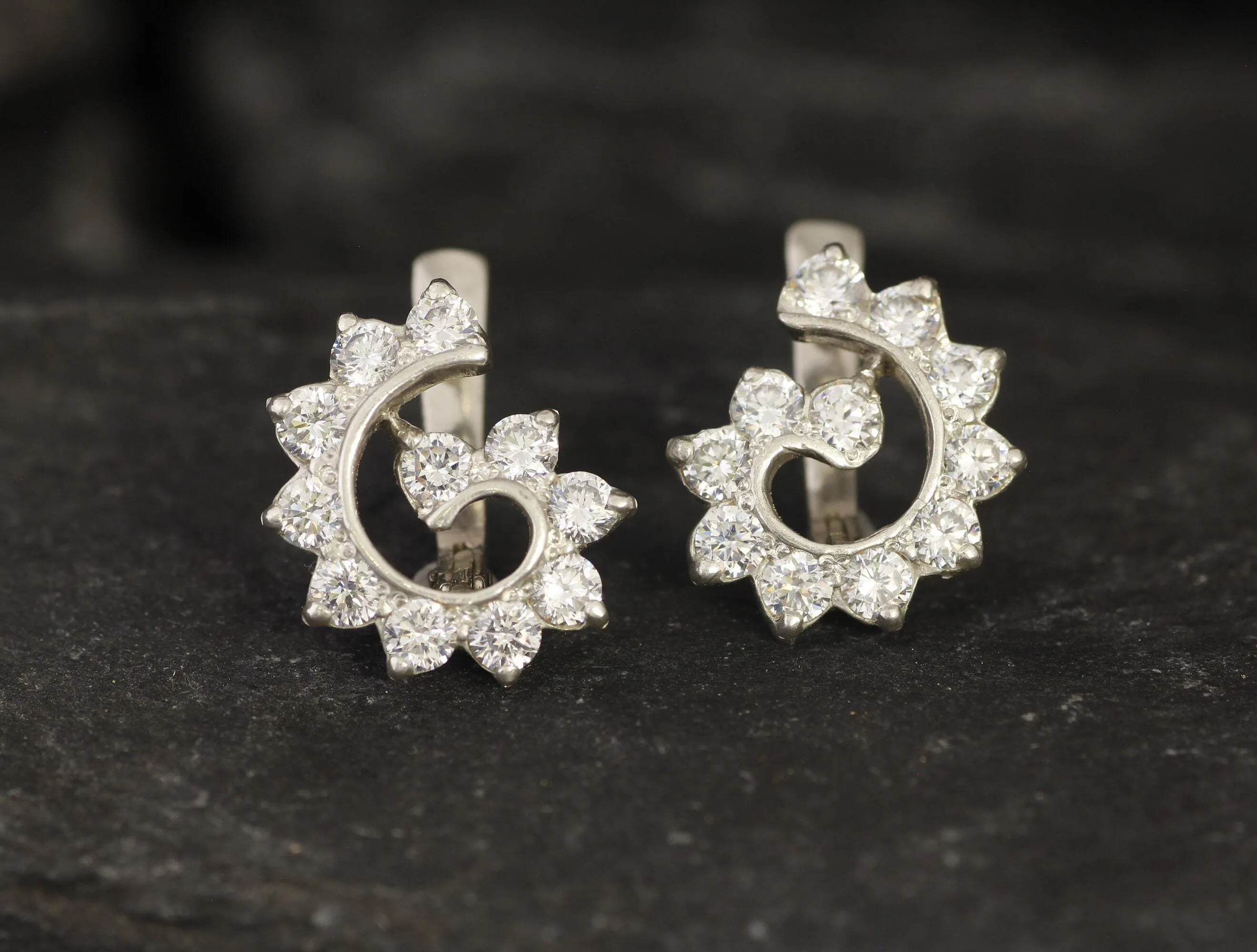 Spiral Diamond Earrings - Created CZ Diamond Earrings - Statement Diamond Earrings