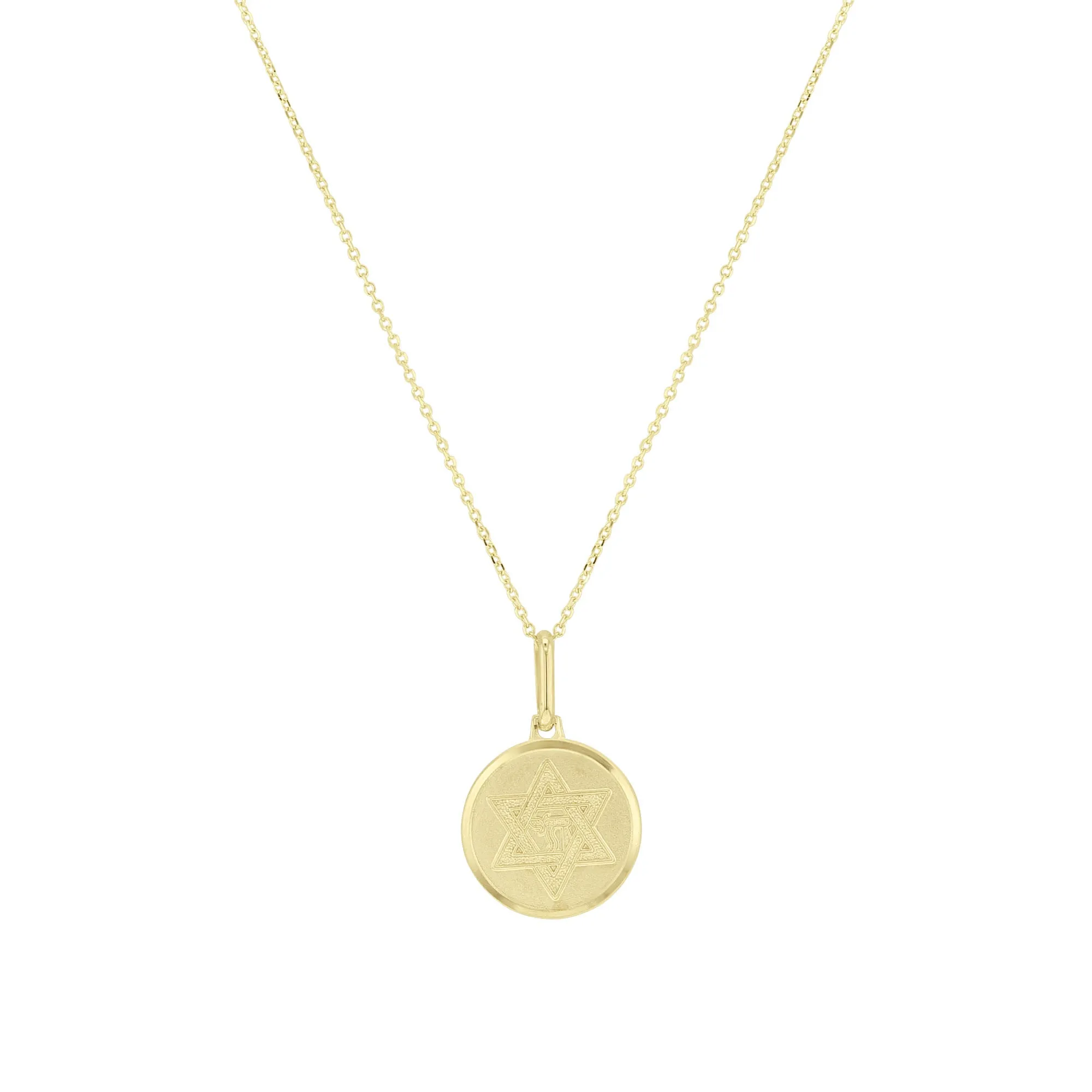 Star of David Gold Disc Necklace