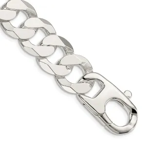 Sterling Silver 16mm Flat Curb Chain Bracelet