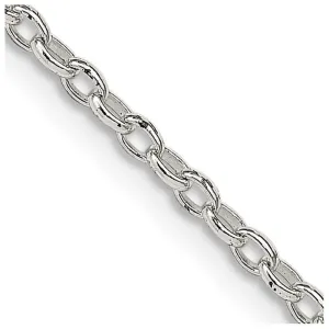 Sterling Silver 1.6mm Oval Fancy Rolo Chain Necklace w/2in ext.