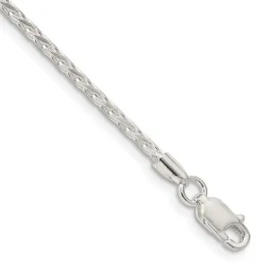 Sterling Silver 2.15mm Diamond-cut Round Spiga Chain Bracelet