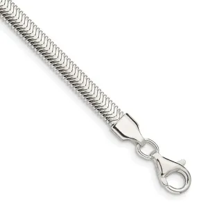 Sterling Silver 4.2mm Flat Oval Snake Chain Bracelet