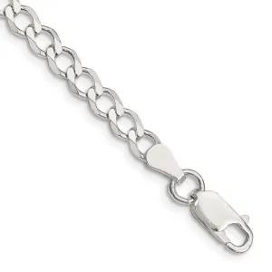 Sterling Silver 5.3mm Semi-solid Flat Curb Chain Bracelet