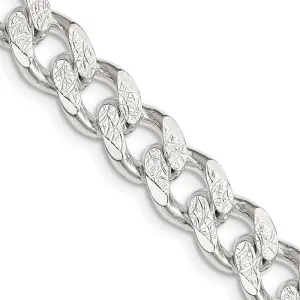 Sterling Silver 9.15mm Pav‚ Curb Chain Necklace