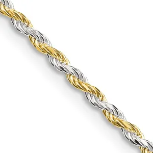 Sterling Silver And Vermeil 1.85mm Diamond-cut Rope Chain Necklace