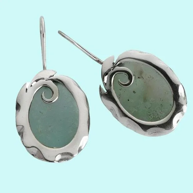 Sterling Silver earrings Israeli roman glass jewelry / israelische schmuck