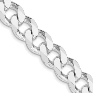 Sterling Silver Rhodium-plated 13mm Curb Chain Necklace