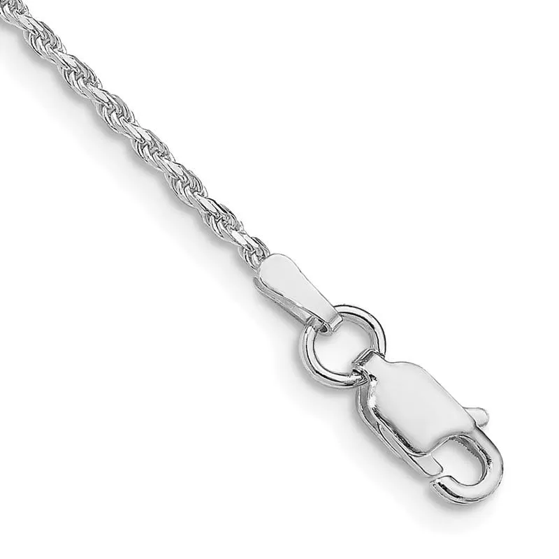 Sterling Silver Rhodium-plated 1.5mm Diamond-cut Rope Chain Bracelet