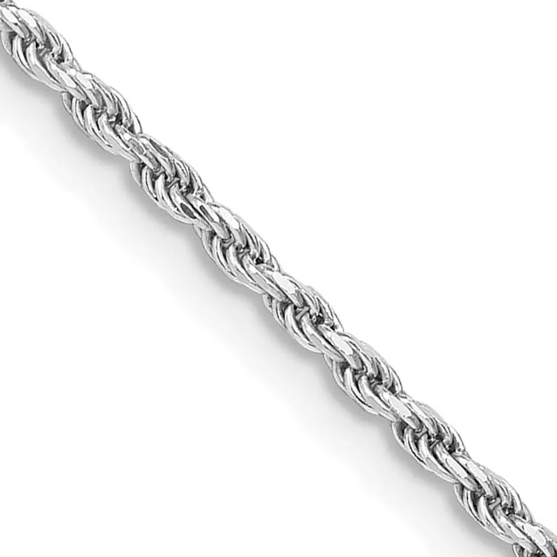 Sterling Silver Rhodium-plated 1.7mm Diamond-cut Rope Chain Necklace w/2in ext.