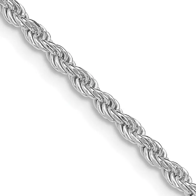 Sterling Silver Rhodium-plated 2.25mm Diamond-cut Rope Chain Necklace