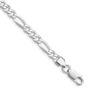 Sterling Silver Rhodium-plated 5.5mm Lightweight Flat Figaro Chain Bracelet