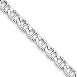 Sterling Silver Rhodium-plated 5.7mm Flat Cuban Anchor Chain Necklace