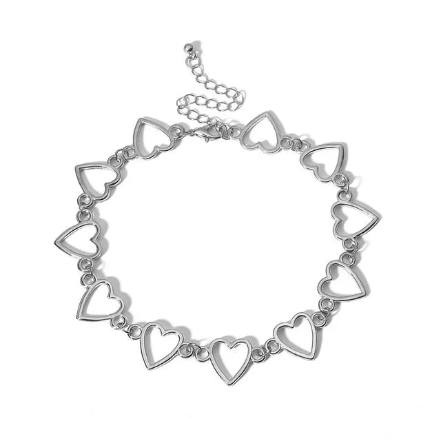 Sweet Love Heart Choker Necklace