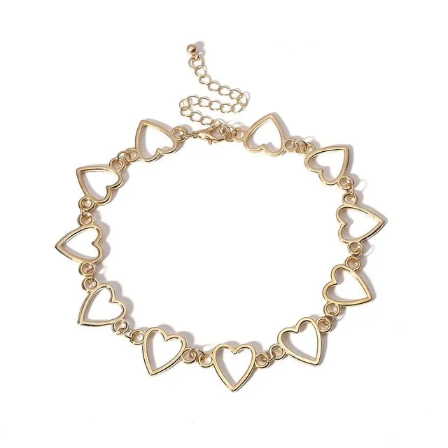 Sweet Love Heart Choker Necklace