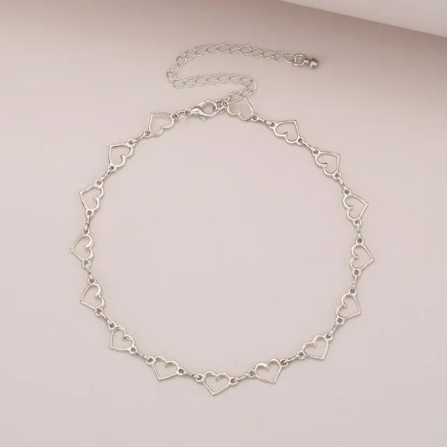 Sweet Love Heart Choker Necklace