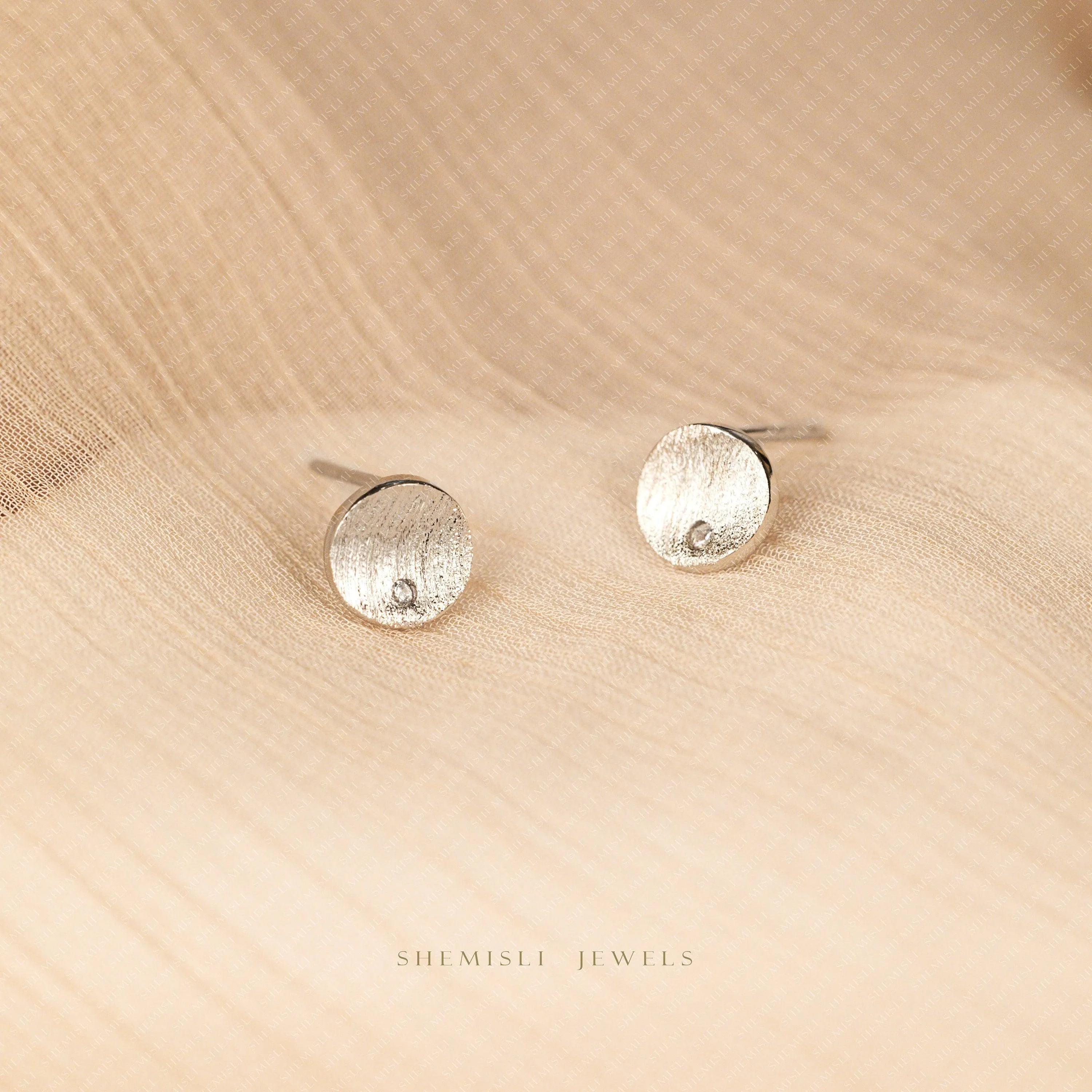 Tiny Circle Studs Earrings, Gold, Silver SHEMISLI SS065