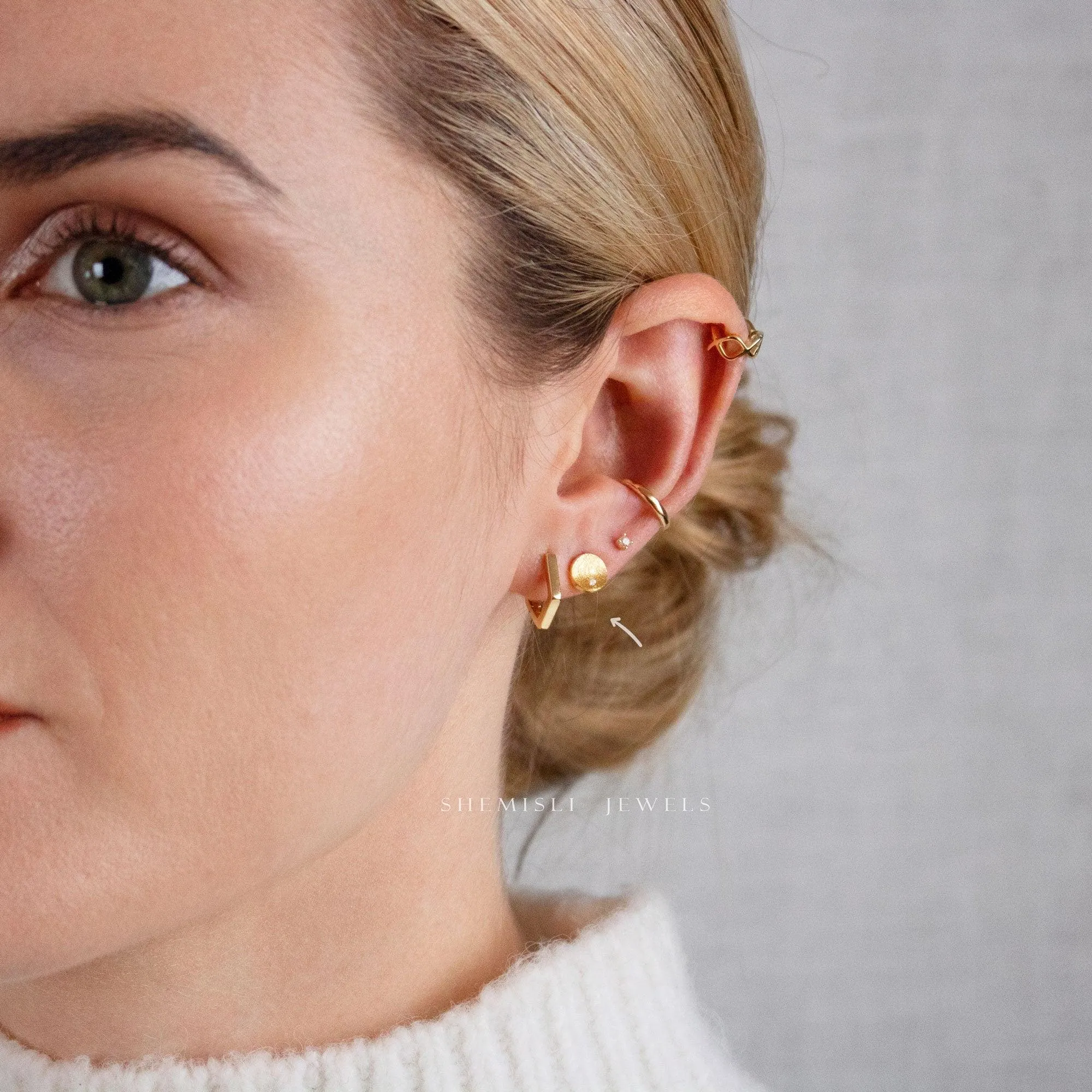 Tiny Circle Studs Earrings, Gold, Silver SHEMISLI SS065