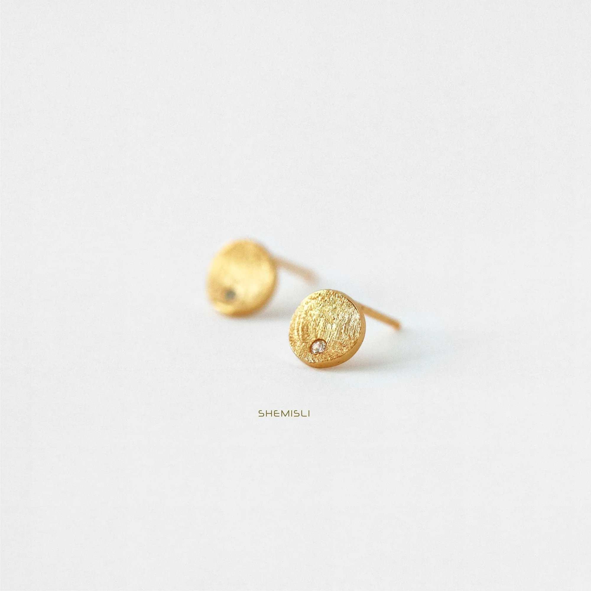 Tiny Circle Studs Earrings, Gold, Silver SHEMISLI SS065