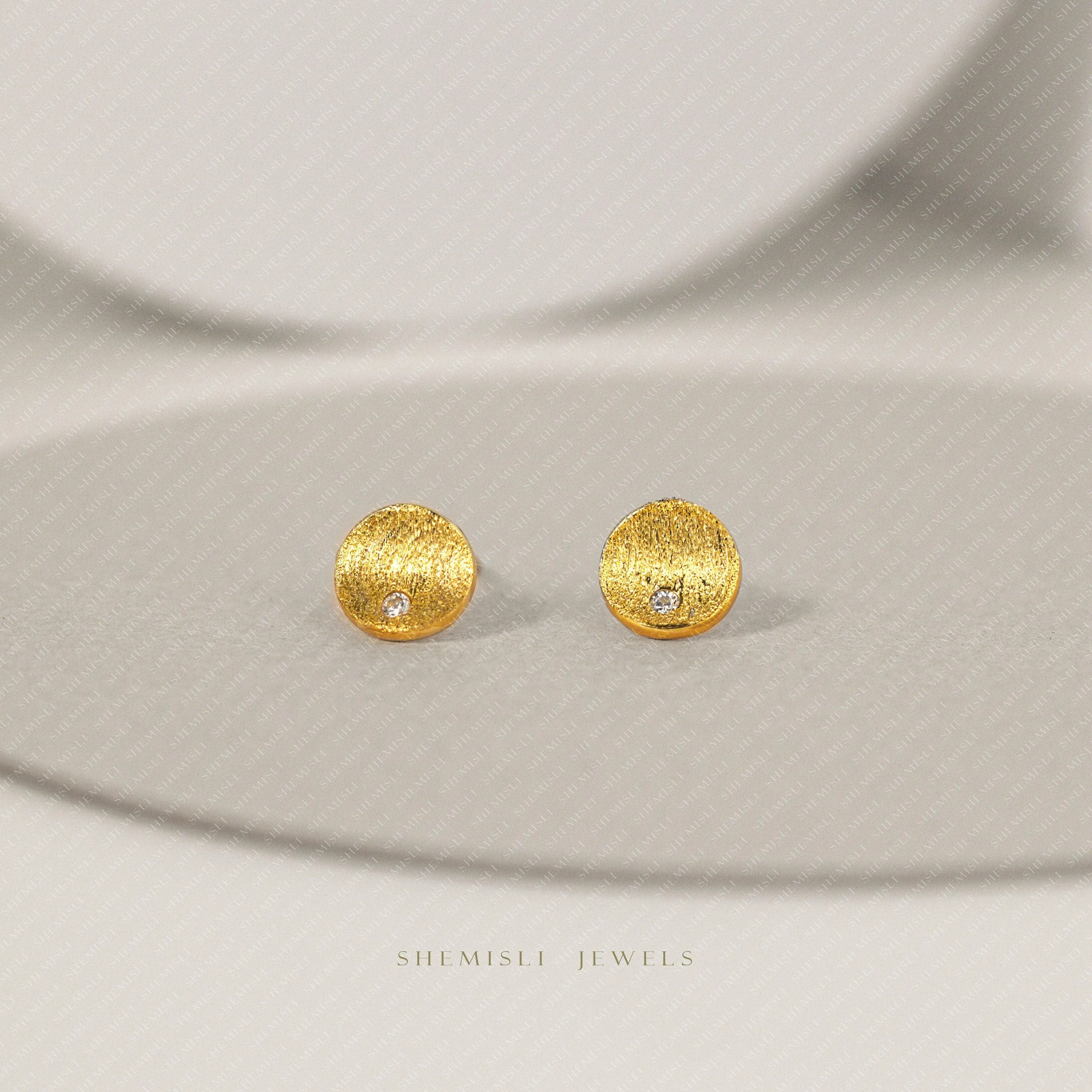 Tiny Circle Studs Earrings, Gold, Silver SHEMISLI SS065