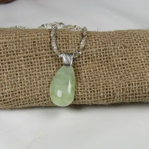 Translucent Green Pendant Necklace Prehnite Gemstone