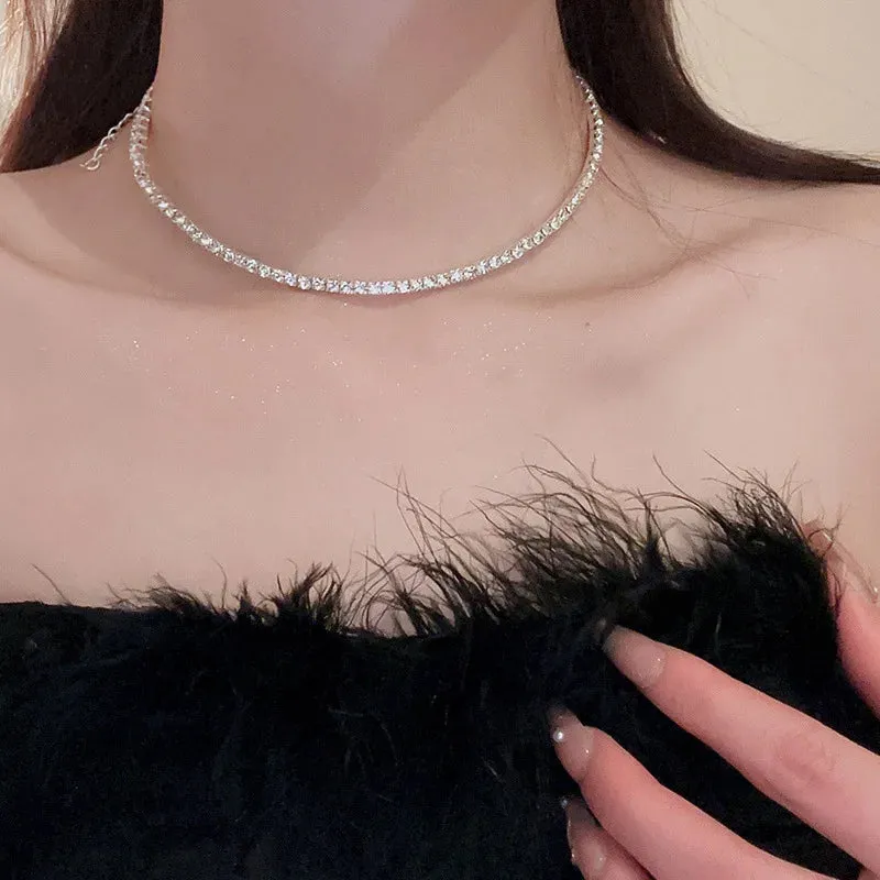 Trendy Rhinestone Heart Choker Necklace for Women