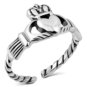 Twisted Shank Sterling Silver Claddagh Toe Ring