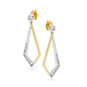 Two-tone Diamond Shaped Drop Earrings