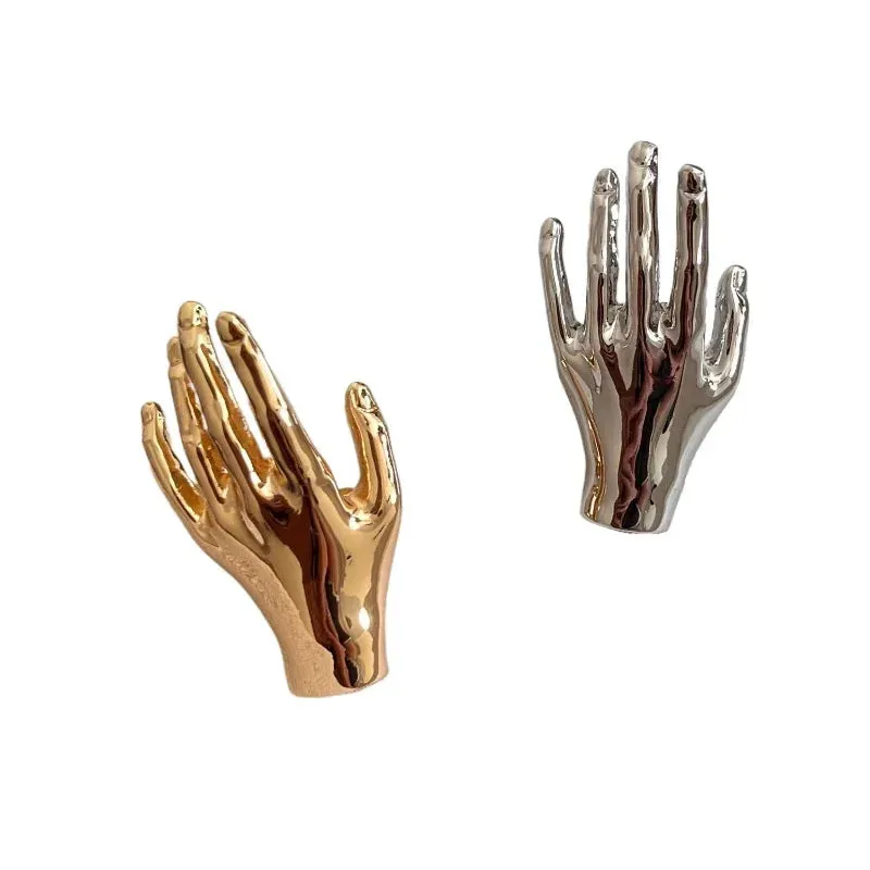 VAIGE Artistic Metal Hand Shaped Finger Rings - Silver and Gold Variants