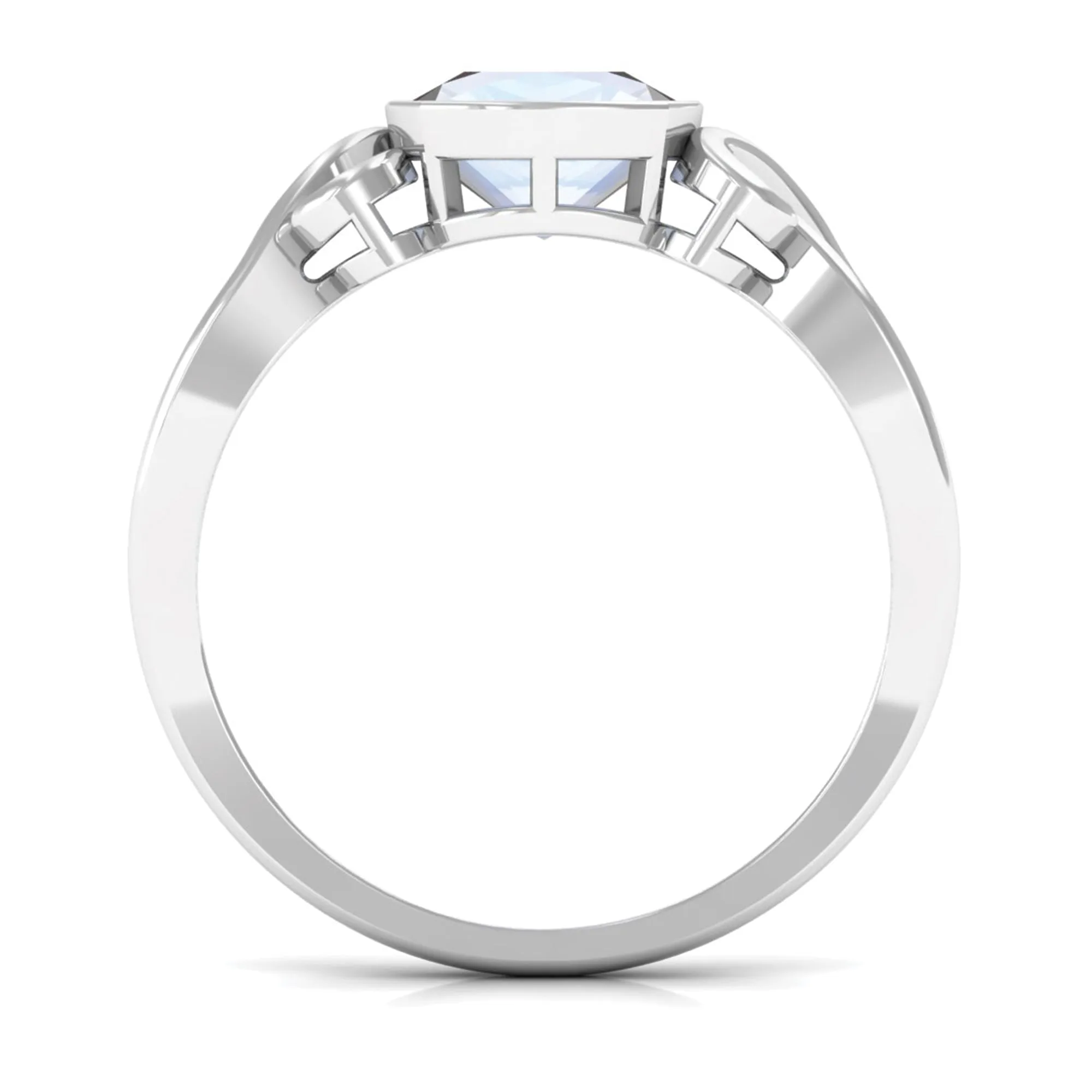 Vintage Style Cushion Cut Moonstone Solitaire Ring in Bezel Setting