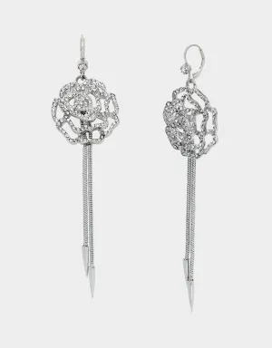 WESTERN GLAM PAVE ROSE LINEAR EARRINGS CRYSTAL